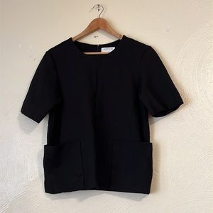 Everlane Black Ponte Short-Sleeve Tee with Pockets large